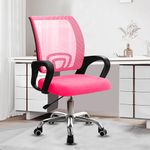 Casa Copenhagen Mesh Mid Back Office Chair/Study Chair/Computer Chair/Revolving Chair/Desk Chair for Work from Home -Metal Base, Height Adjustable Seat - Pink & Jet Black Handle