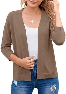 Bettysays Cardigans for Women Soft 3/4 Sleeve Open Front Short Bolero Shrugs for Dresses (X-Large,Dark Apricot)