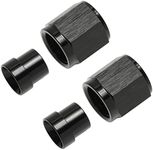 Podavelle 6AN Hardline Tube Nut and Sleeve Fitting Adapter for 3/8" Hard Line Aluminum Black, 2 sets