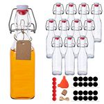 UrSpeedtekLive 12 Pack 8.5oz Swing Top Glass Bottles, 250ML Square Bottles with Airtight Stoppers for Kombucha, Kefir, Vanilla Extract, Beer(Bonus Gaskets, Labels and Funnel)