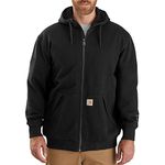 Carhartt Men's Rain Defender Loose Fit Midweight ThermalLined Full-Zip Sweatshirt, Black, Large