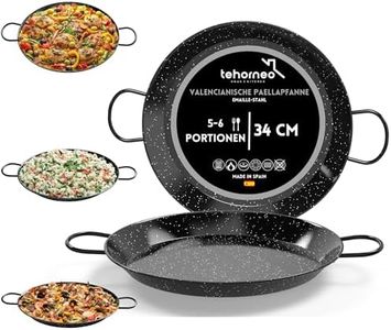 TEHORNEO Paella Pfanne Induktion, Paella Pfanne 34 cm Emaillierter Stahl 5-6 Portionen, Paellapfanne, Paella Grill, Paellera Geeignet für Induktion, Feuer und Vitrokeramik