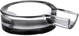 GERMANUS Glass Ashtray for Cigarettes or Cigars, Transparent Black