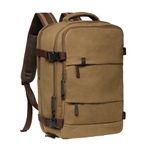 KAUKKO Canvas 40L Travel Backpack, Friendly Hand Luggage Backpack, Travel Backpack for 15.6 Inch Laptop, Flight Approved Cabin Luggage, Water-Repellent Cabin Backpack for Travel, Weekender Trip,