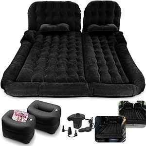 Byomostor 3 in 1 SUV Air Mattress, Inflatable Mattress for Car|Backseat SUV Mattress with Electric Air Pump-2 Support Fillers & 2 Pillows Fits SUV|MPV|Sedan|Minivan for Road Trip Camping Black