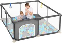 Dripex Baby Playpen, Sturdy Playpen for Baby and Toddlers, Portable Kids Play Pen Babies and Toddlers with Breathable Mesh & Pull-Up Rings, Babies Fence and Activity Centre Play Area Indoor(124x124cm)