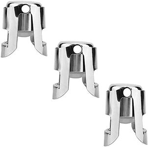 Shoppers Hub PNQ Heavy Duty Stainless Steel Sealed Sparkling Champagne Bottle Stopper Sealer Perfect for Use as Gifts Accessories and for Own Use in Bars and Restaurants (Set of 3 Pieces)