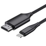 LUYUAN HDMI Cable for iPhone, HDMI Converter Cable 2.0m, iPhone/iPad/iPod to TV, HDMI Connection Cable, iOS 11, 12, 13, 14, YouTube TV Output, High Definition HD1080P black, 2M