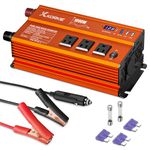 KORKIE 1000W Pure Sine Wave Car Power Inverter DC 12V to AC 110V Power Converter with QC 3.0 USB and Type-C Port for Home RV Cars Trucks Outdoor Camping Off Grid Solar Inverters