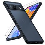 TOCOL 3 in 1 for Google Pixel 8a Case, with 2 Pack Tempered Screen Protector [Upgraded Full Camera Protection] [Military Grade Drop] Translucent Matte Back, Non-Slip Cover for Pixel 8a 6.1", Black