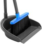 REEWII Broom and Dustpan Set ，Long Handle Broom with Upright Standing Dust pan for Indoor Outdoor Home Kitchen Office Floor Cleaning