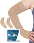 Doctor's Select Arm Protectors for Thin Skin and Bruising for Women and Men - 2 Pairs UPF 50 Sun Protection and Cooling, Beige, Medium