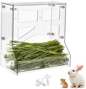 Acrylic Rabbit Hay Feeder with Lid, Transparent Hanging Food Dispenser Hay Feeder for Bunny Rabbits Guinea Pig Cage Chinchillas Hamsters Small Pets and Animals（Large