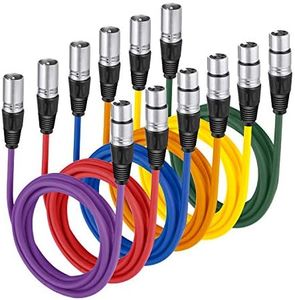 NEEWER 6 Pack 6.5 feet/2m Mic Cable Cord, XLR Male to XLR Female Microphone Audio Colored Snake Cables (Purple/Red/Blue/Orange/Yellow/Green)