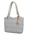 Mia K Collection Shoulder Handbag for Women: Vegan Leather Satchel-Tote Bag, Top-Handle Purse, Ladies Pocketbook White