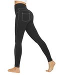 G4Free Yoga Leggings for Women Jean Jeggings Butt Lifting Tummy Control Legging for Workout Business Casual Work Black