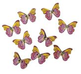 PARAKH Butterfly Green & Red Colour Wooden Button (12 Pieces)