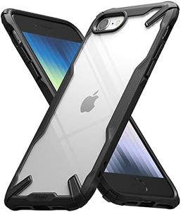 Ringke Coque Compatible avec iPhone SE 2022 5G [Fusion-X] Transparent Antichoc Protection [Militaire Défense Testée] Résistant aux Rayures PC Solide Rigide TPU Bumper - Black