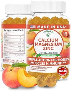 Lunakai USA Made Calcium Gummies with Magnesium, Zinc, Vitamin D3 & K2 for Women, Men & Kids – Delicious Calcium Magnesium Zinc D3 Supplement for Bone, Muscle & Immune Support, 60ct