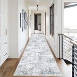 Cekene Carpet Runners for Hallways Non-slip Grey 80x300cm Extra long Hallway Runner Rug Machine Washable Boho kitchen Rugs Low Profile Carpet Rugs for Entryway Front Door