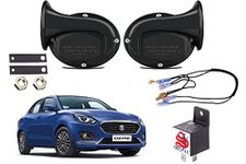 SHOP4U Snail Shape Car windtone Horn Maruti Suzuki New Swift Dzire (Pack of 2 Horn with Relay and Wire)