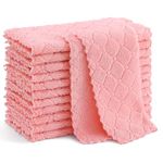 smiry Mricrofiber Cleaning Cloths, 12 Pack Extra Soft and Absorbent Kitchen Towels, 10" x 10" Multiple-use Non-Linting Reusable Cloths for Kitchen, Dish, Household Cleaning, Pink