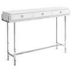 Monarch Specialties I 3297 Accent Table, Console, Entryway, Narrow, Sofa, Storage Drawer, Living Room, Bedroom, Metal, Laminate, Glossy White, Chrome