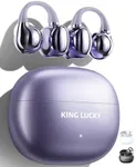 King Lucky Clip-on Earbuds,Open Ear Earbuds Wireless Bluetooth 5.4, Lightweight Open Ear Headphones with C-Shaped Bridge,Slim Hook,50H Battery,Waterproof,for Glasses Wearers and Workouts (Purple)