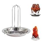 Chicken Roaster Rack Vertical Roaster Holder with Drip Pan Stainless Steel Grill Chicken Holder for Oven and Barbecue Grilling Cooking