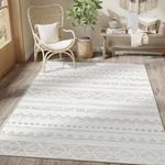 jinchan Area Rug 4x6 Bedroom Boho Moroccan Floor Cover Mudcloth Thin Chenille Sketch Geometric Bohemia Mat Taupe Dimond Non Slip Carpet for Living Room Kitchen Dining Room