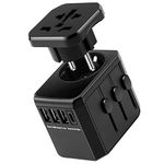 Travel Adapter Worldwide Travel Item Overseas Travel Essential Compact and Easy Carry Black