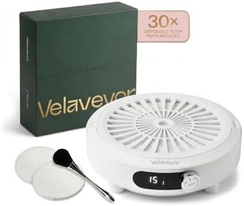Velaveyor Nail Dust Collector, Rechargeable & Cordless 3800 RPM Low Noise Nail Vacuum Fan with LED Display, Adjustable Speed, Reusable Filter, 30 Pcs Paper, for Acrylic Nails, Salon & Home Use, White