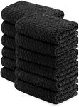 Super Absorbent Kitchen Towels 12 Pack - Premium 100% Cotton Kitchen Towels, 450GSM Thick Machine Washable Black Dish Towels for Kitchen Drying, Cleaning, Dobby Weave, Unmatched Quality