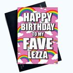 Funny Gay Cards Lesbian Card Happy Birthday to My Fave Lezza Friend Gift PC1023