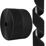 26 Feet Hook and Loop Tape Sticky Back Fastener Roll, Nylon Self Adhesive Heavy Duty Strips Fastener for Home Office School Car and Crafting Organization (Black, 26ft x 2in)