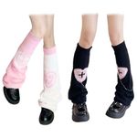 PHOGARY Kawaii Leg Warmers Harajuku Leg Warmers for Women Girls, 2 Pairs of Knit Long Leg Warmers Loose High Socks Goth Lolita Accessories for Party Costumes