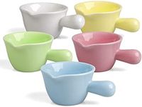 Keponbee Small Sauce Bowls 2 OZ Cute Dip Bowls Set of 5 with Handle Colorful Ceramic Creamer Cup Mini - Mixed 5 Color