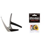 G7th C21042 Nashville Capo (Steel String Silver), 6 String & Jim Dunlop PVP101 Variety Medium/Light Guitar Pick Player Pack (Pack of 12)