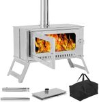 Garveelife Portable Tent Stove, Hot Tent Stove With View Glass, Wood Burning Stove for Camping, Large Stainless Steel Camping Stove With 5 Chimney Pipes for Outdoor Heating and Cooking