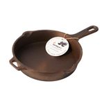 Aarogyam Cast Iron Mini Skillet Tadka/Frying Pan - 8.5” |Round | Long Handle | Pre-Seasoned | Gas & Induction Compatible | Non-Toxic | Naturally Non-Stick | Oven Safe (2.4 Kgs)