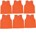 FORGO Sports Training Bibs for Football Soccer Volleyball Basketball for Track and Field (Set of 6) (L, Orange)