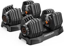 FEIERDUN Adjustable Dumbbell Set,5-52.5lb Free Weight Dumbbells, 15 in 1, Quick Adjust Weight Set with Non-slip Handles and Tray, Dumbbells for Home Gym Exercise Strength Training, Unisex（Pair）