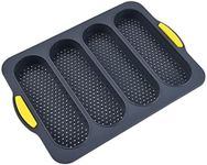 MIDOGAT Silicone Loaf Pan Baking Pan for Baking French Baguettes/Hot Dog Buns, Bread Mold for Baking with 4 Holes Baguette, Nonstick & Easy Clean & Heat Resistant