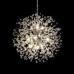 HUOKU Chandelier Modern Crystal Pendant Lighting,Chrome Dandelion Firework Chandelier,Ceiling Pendant Lamp for Dining Room, Bedroom, Kitchen, Living Room(9-Lights,Dia 23.5 Inch)