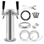 PERA Draft Beer Tower Faucet Dispenser Double Beer Tap, Stainless Steel 3" Diameter Beer Tower, Beer Line and Beer Tower assemble accessory for Home Brewing