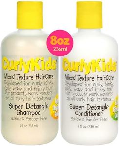 CurlyKids Super Detangle Kids Shampoo & Conditioner Set, Frizz-Free Care for Curly, Kinky, Wavy, and Frizzy Hair - Sulfate & Paraben-Free Hair Care