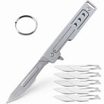 Utility Blade Foldable Carbon Steel Unpacking Blade DIY Cutting Hand Tools 24# x10pcs Replaceable Blade for Professional Wallpaper Cutting Camping Hiking