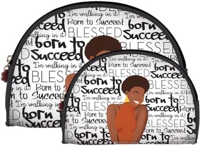 African American Expressions - Mothers Day Gifts for Mom, Set of 2 Makeup Bags, Born to Succeed, 9 x 6.5/7.5 x 5 Inches, COS-22