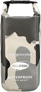 WELL-STRONG Waterproof First Aid Kit Roll Top Boat Emergency Kit with Waterproof Contents for Fishing Kayaking Boating Swimming Camping Rafting Beach Camouflage Grey