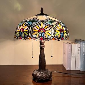 Capulina Tiffany Lamp Grape Sunflower Stained Glass Table Lamp 2-Light